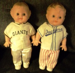 10'' 53 VICEROY SUN RUBBER BOY/ GIRL DOLL DODGERS GIANTS UNIFORMS